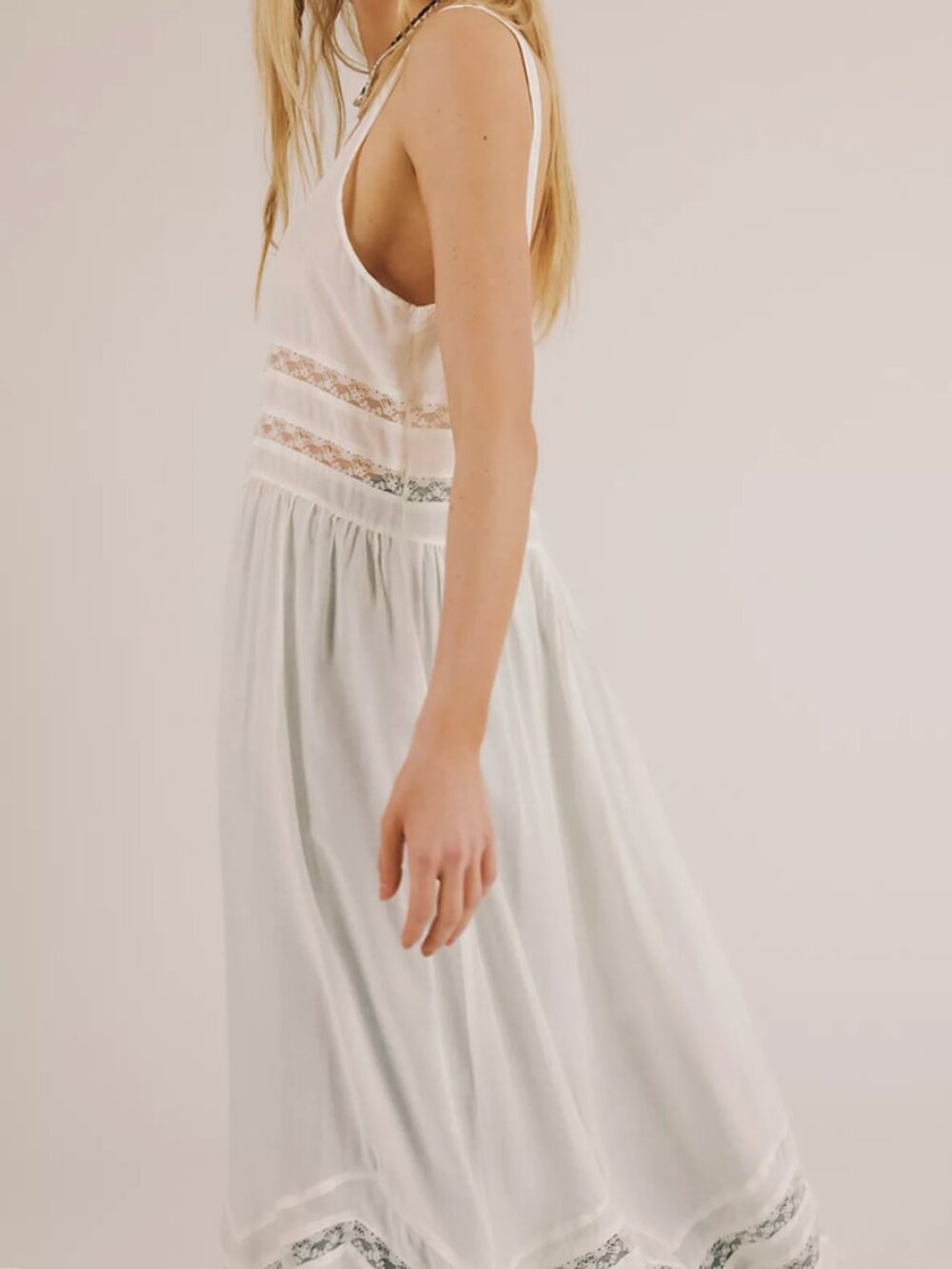 Free People Voile and Lace Midi Slip Dress - Size Large - Picture 3 of 12